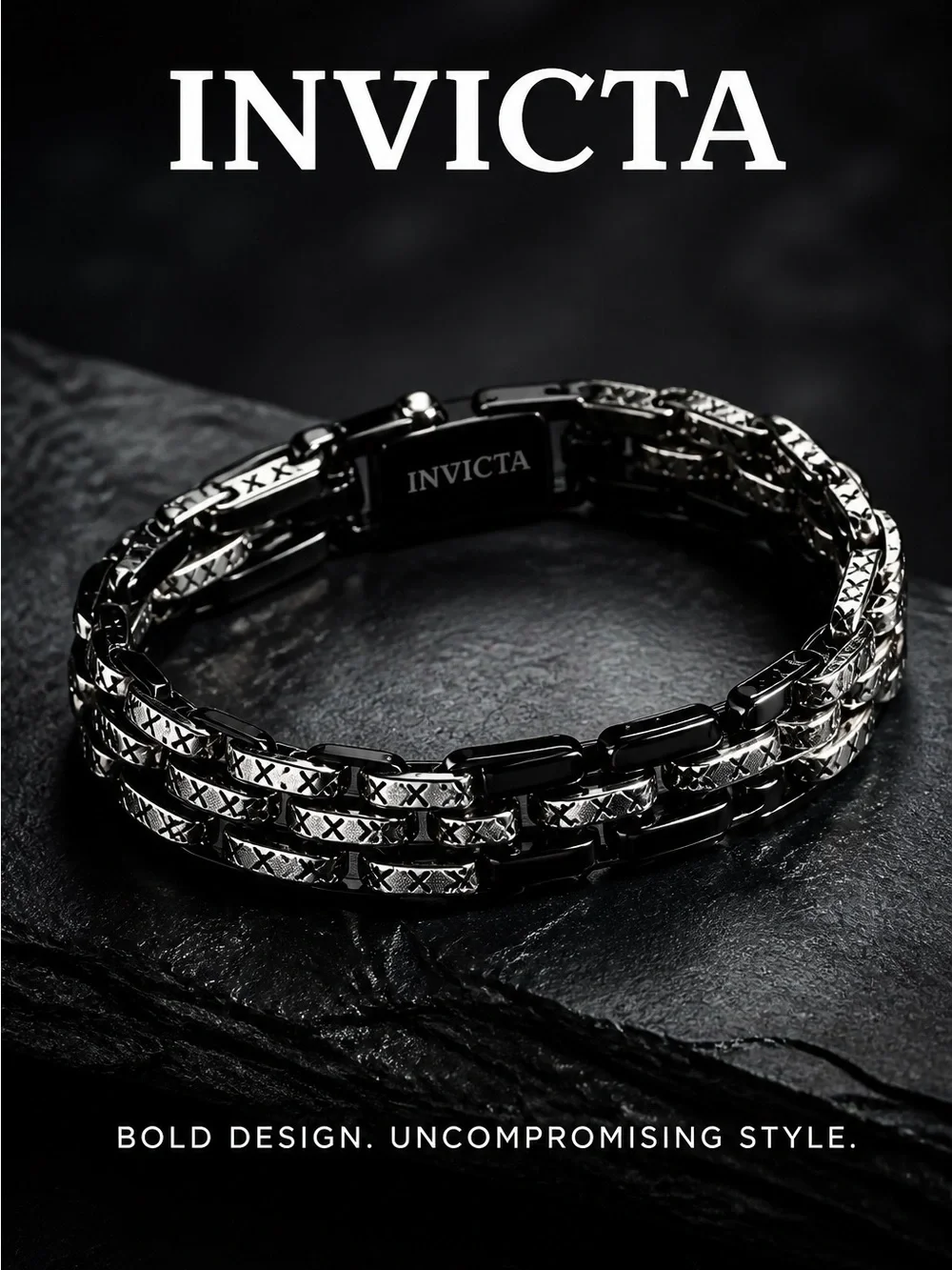 Invicta Men's Black Stainless Steel Roman-X Link Bracelet